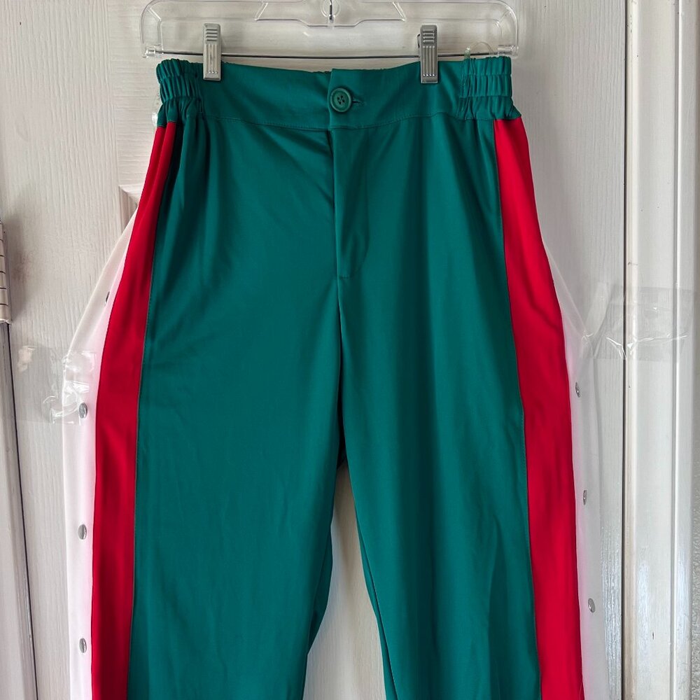 Hot & Delicious Polyester Unisex Pants Ankle Flare Snapped Side Outer Seam M